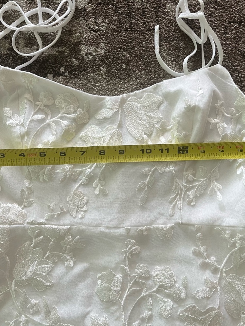 Park & Fifth Ivory Floral Lace Midi Dress with Spaghetti Straps - Picture 9 of 11